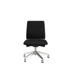 Chaise de bureau Directa - cuir - dossier bois - piétement aluminium poli