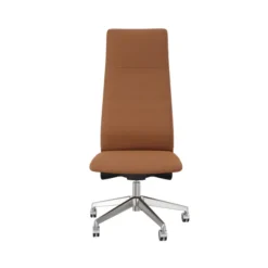 Chaise de bureau Directa - cuir - haut dossier - piétement aluminium poli