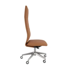 Chaise de bureau Directa - cuir - haut dossier - piétement aluminium poli