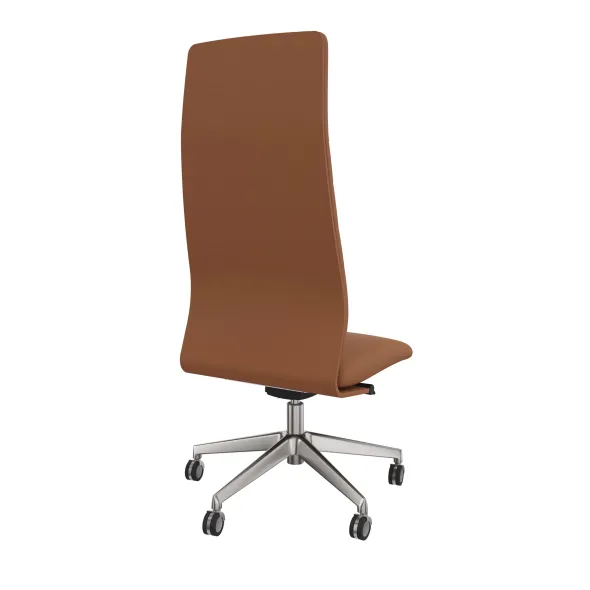Chaise de bureau Directa - cuir - haut dossier - piétement aluminium poli