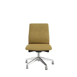Chaise de bureau Directa - tissu - dossier bois - piétement aluminium poli