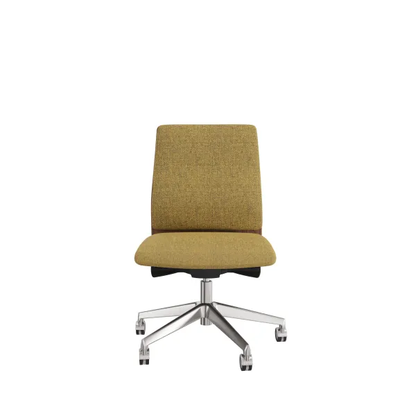 Chaise de bureau Directa - tissu - dossier bois - piétement aluminium poli