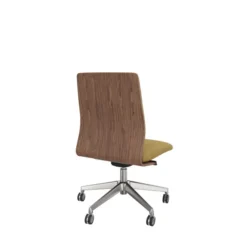 Chaise de bureau Directa - tissu - dossier bois - piétement aluminium poli