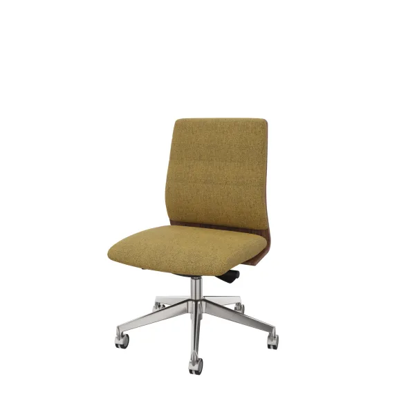 Chaise de bureau Directa - tissu - dossier bois - piétement aluminium poli
