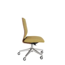 Chaise de bureau Directa - tissu - dossier bois - piétement aluminium poli