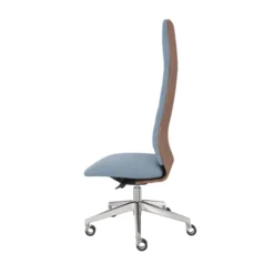 Chaise de bureau Directa - tissu - haut dossier bois - piétement aluminium poli