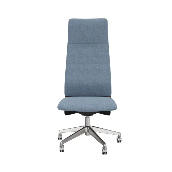Chaise de bureau Directa - tissu - haut dossier bois - piétement aluminium poli