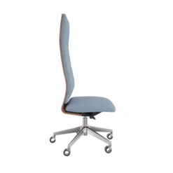 Chaise de bureau Directa - tissu - haut dossier bois - piétement aluminium poli
