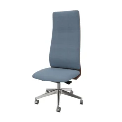 Chaise de bureau Directa - tissu - haut dossier bois - piétement aluminium poli