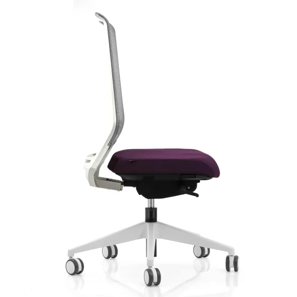 Chaise de bureau Keno H - assise tissu - dossier résille - structure et piétement blanc