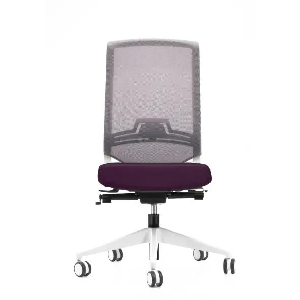 Chaise de bureau Keno H - assise tissu - dossier résille - structure et piétement blanc