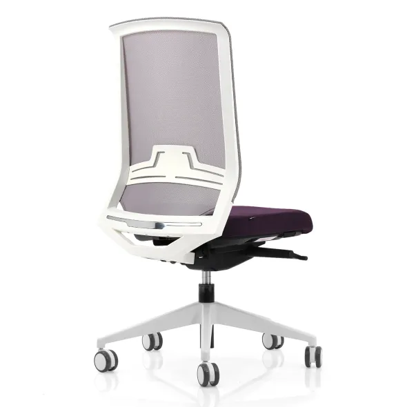 Chaise de bureau Keno H - assise tissu - dossier résille - structure et piétement blanc
