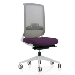 Chaise de bureau Keno H - assise tissu - dossier résille - structure et piétement blanc