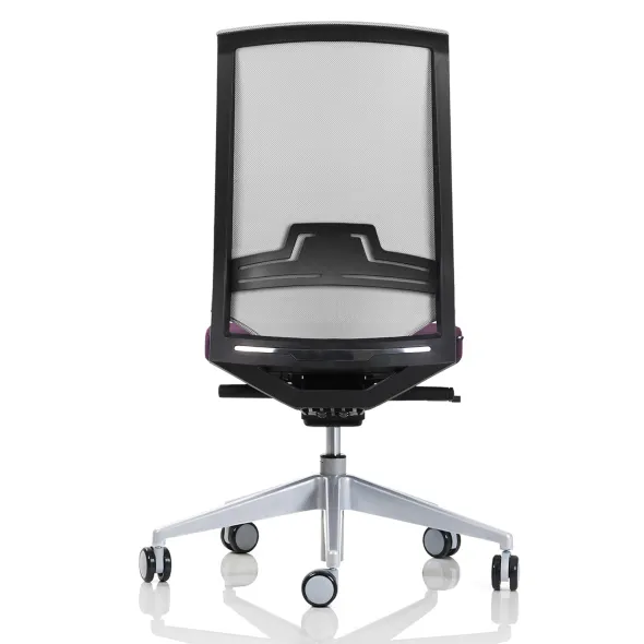 Chaise de bureau Keno H - assise tissu - dossier résille - structure noire - piétement gris aluminium