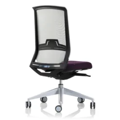 Chaise de bureau Keno H - assise tissu - dossier résille - structure noire - piétement gris aluminium
