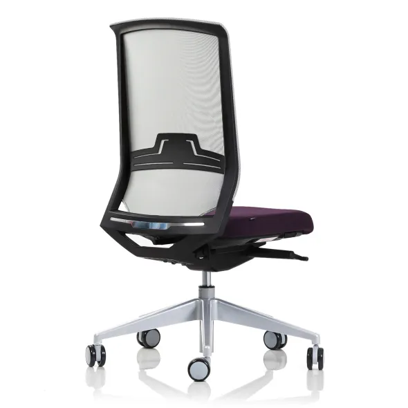 Chaise de bureau Keno H - assise tissu - dossier résille - structure noire - piétement gris aluminium