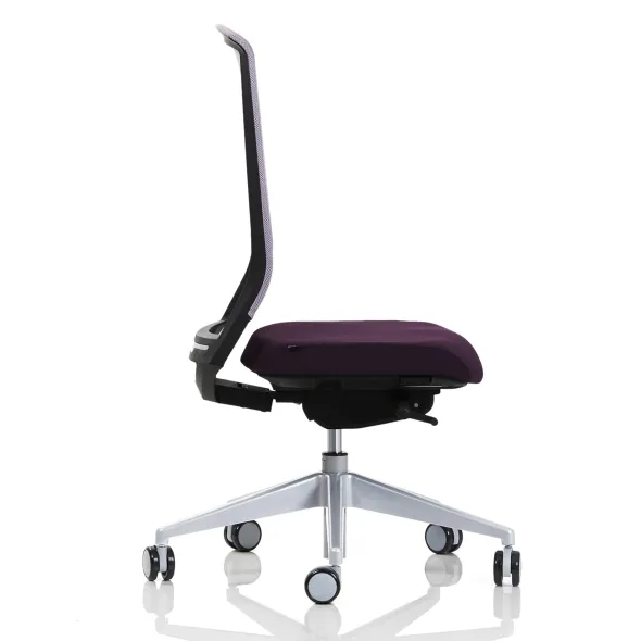 Chaise de bureau Keno H - assise tissu - dossier résille - structure noire - piétement gris aluminium