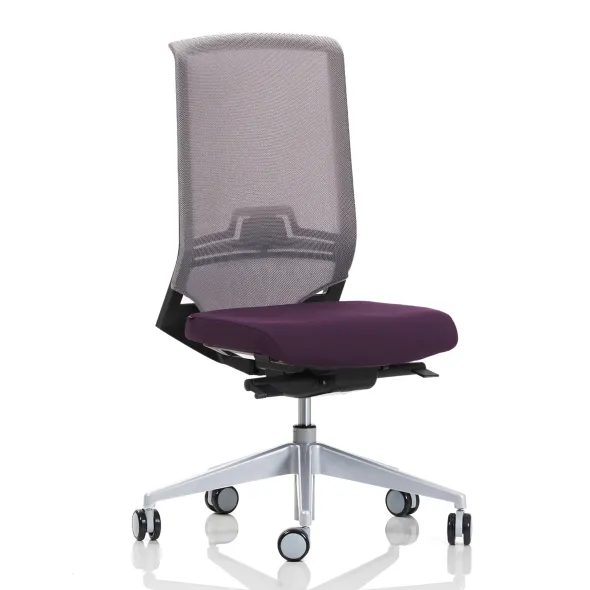 Chaise de bureau Keno H - assise tissu - dossier résille - structure noire - piétement gris aluminium