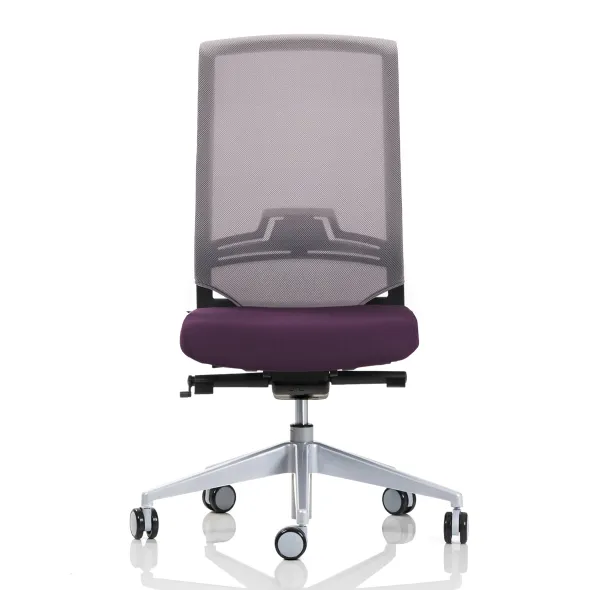 Chaise de bureau Keno H - assise tissu - dossier résille - structure noire - piétement gris aluminium