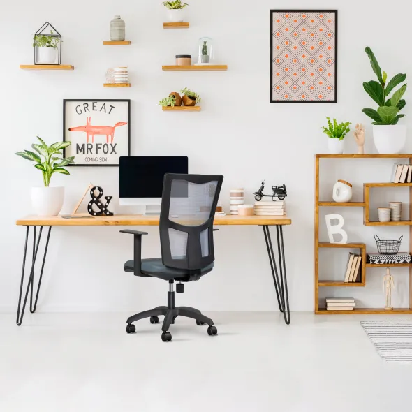 Chaise de bureau Kyt - assise tissu et dossier résille