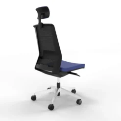 Chaise de bureau Léandre Manager - assise tissu - dossier résille - appui-tête - translation d'assise