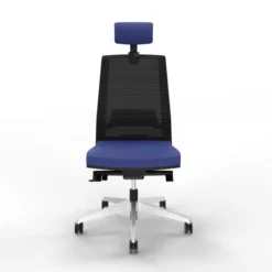 Chaise de bureau Léandre Manager - assise tissu - dossier résille - appui-tête - translation d'assise