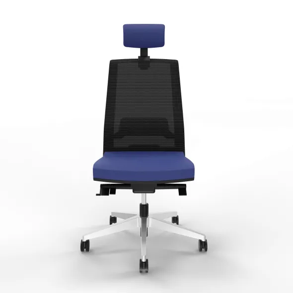 Chaise de bureau Léandre Manager - assise tissu - dossier résille - appui-tête - translation d'assise