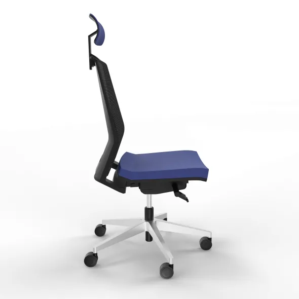 Chaise de bureau Léandre Manager - assise tissu - dossier résille - appui-tête - translation d'assise