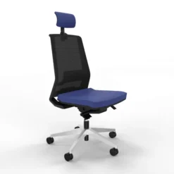 Chaise de bureau Léandre Manager - assise tissu - dossier résille - appui-tête - translation d'assise