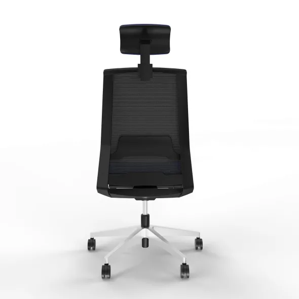 Chaise de bureau Léandre Manager - assise tissu - dossier résille - appui-tête - translation d'assise