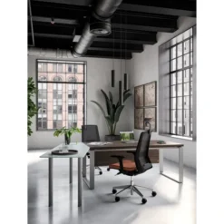 Chaise de bureau Léandre Manager - assise cuir - dossier résille - appui-tête - translation d'assise