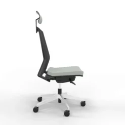 Chaise de bureau Léandre Manager - assise cuir - dossier résille - appui-tête - translation d'assise