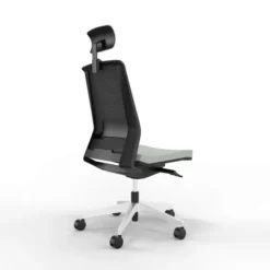 Chaise de bureau Léandre Manager - assise cuir - dossier résille - appui-tête - translation d'assise