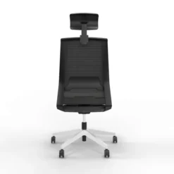 Chaise de bureau Léandre Manager - assise cuir - dossier résille - appui-tête - translation d'assise