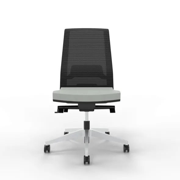 Chaise de bureau Léandre Manager - assise cuir - dossier résille - translation d'assise