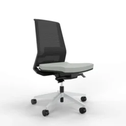 Chaise de bureau Léandre Manager - assise cuir - dossier résille - translation d'assise