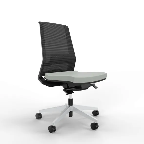 Chaise de bureau Léandre Manager - assise cuir - dossier résille - translation d'assise