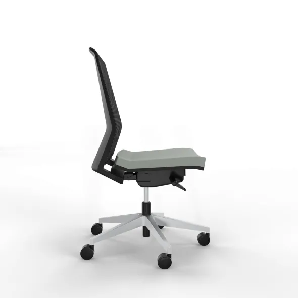 Chaise de bureau Léandre Manager - assise cuir - dossier résille - translation d'assise