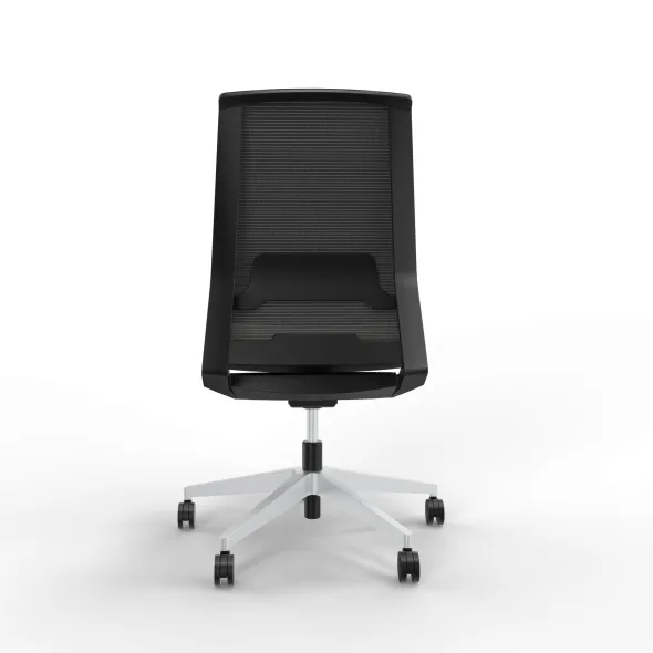 Chaise de bureau Léandre Manager - assise cuir - dossier résille - translation d'assise