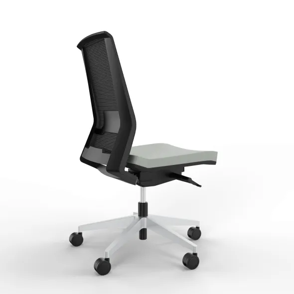 Chaise de bureau Léandre Manager - assise cuir - dossier résille - translation d'assise
