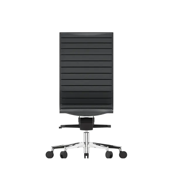 Chaise de bureau Lira - cuir - piétement aluminium poli - haut dossier