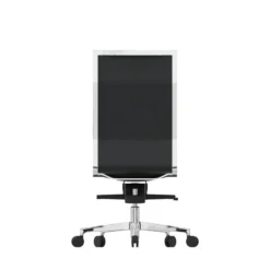 Chaise de bureau Lira - cuir - piétement aluminium poli - haut dossier