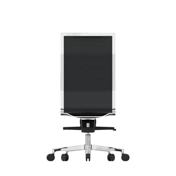 Chaise de bureau Lira - cuir - piétement aluminium poli - haut dossier