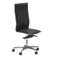 Chaise de bureau Lira - cuir - piétement aluminium poli - haut dossier
