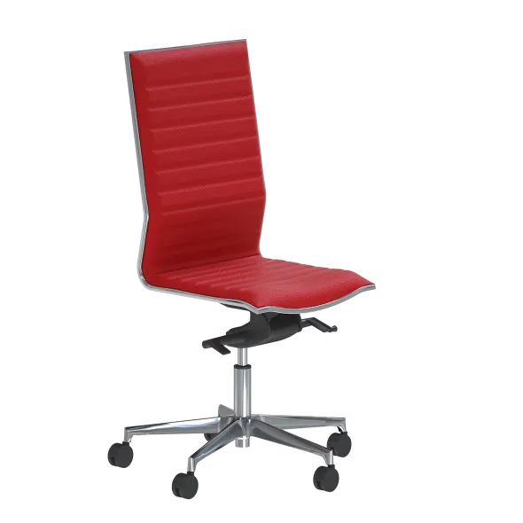 Chaise de bureau Lira - cuir - piétement aluminium poli