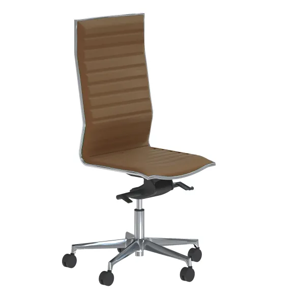 Chaise de bureau Lira - tissu - piétement aluminium poli - haut dossier
