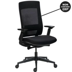 Chaise de bureau Marcus - assise tissu noir - dossier maille noir - Non conforme ERP