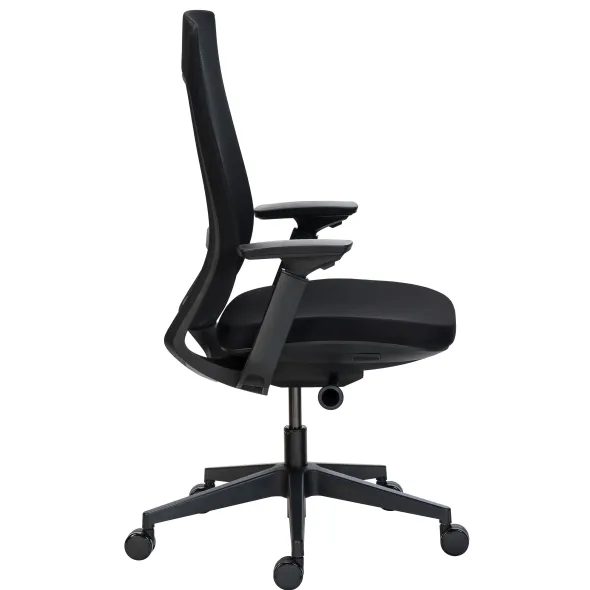 Chaise de bureau Marcus - assise tissu noir - dossier maille noir - Non conforme ERP
