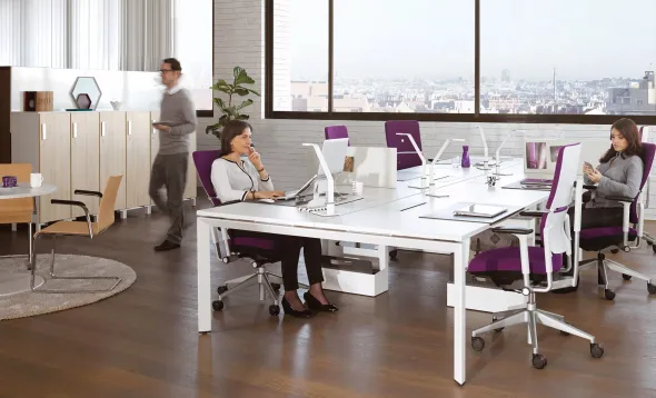 Chaise de bureau Please - tissu - piétement époxy - avec appui-tête