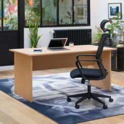 Chaise de bureau Spritz - assise tissu noir - dossier resille noir - appui-tête - Non conforme ERP